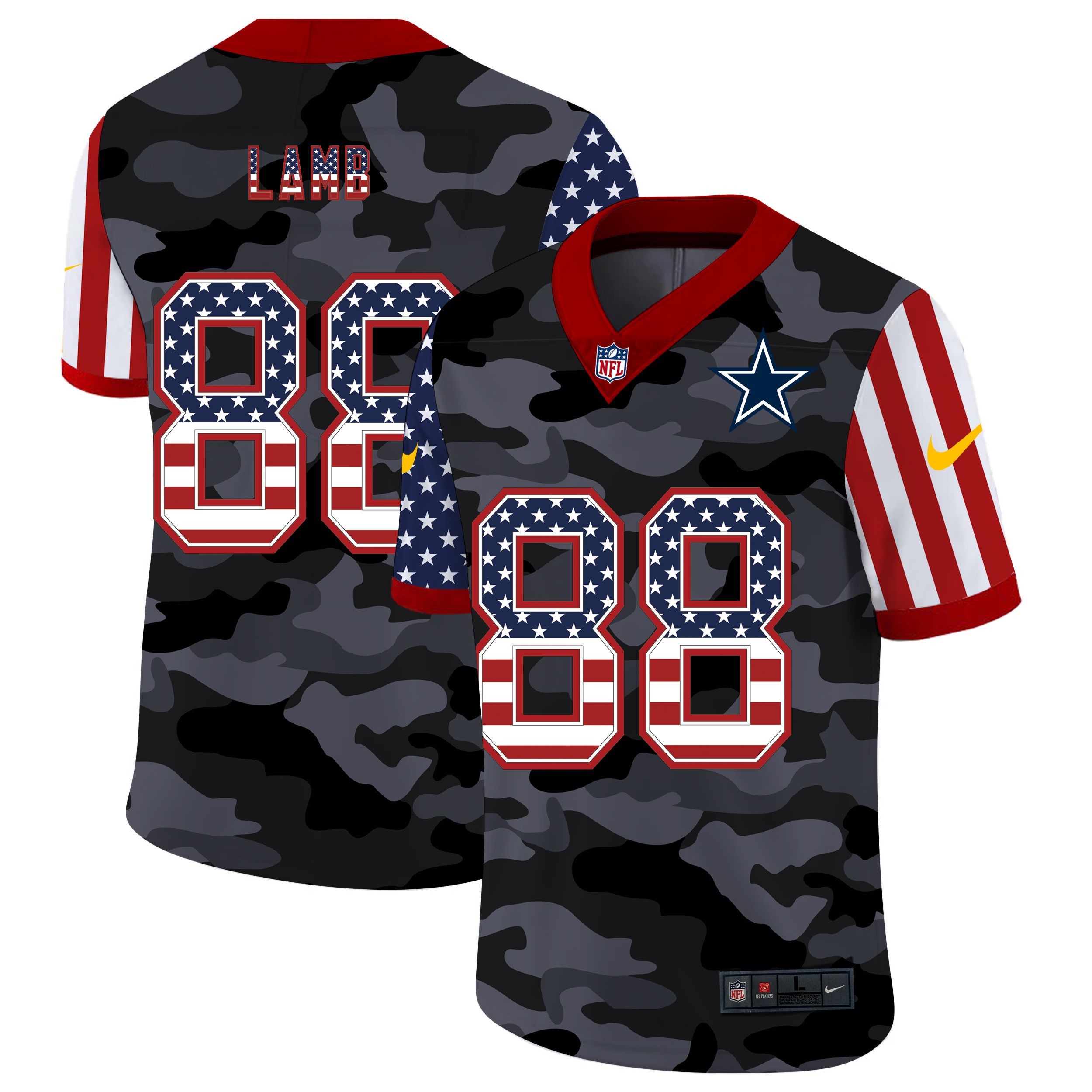 Men Dallas cowboys #88 Lamb 2020 Nike USA Camo Salute to Service Limited NFL Jerseys